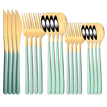 20Pcs Pink Silver Stainless Steel Dinnerware Set - Casatrail.com